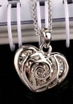 Clear CZ 18ct White Gold Love Heart Pendant Necklace Valentines Day Jewellery UK