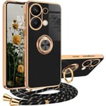 Coque pour Redmi Note 13 Pro 4G avec Cordon,Housse Redmi Note 13 Pro 4G avec Anneau Antichoc Magnétique avec Collier Silicone Lanyard Case Réglable Téléphone Portable Protection Case avec Support