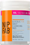 Cleansing Pads, Glycolic Acid, 100 XXL - Nip+Fab, Exfoliating, with Hyaluronic