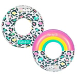 Pack 2 Bouées Gonflables Ronde xxl pour Piscine & Plage Ultra Confort, Flotteur Deluxe - Pack Twin Donut Leopard ø120cm