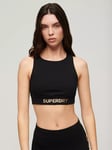 Superdry Logo Sports Bra Top, Black/Bronze