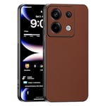 TAUYN Coque pour Xiaomi Redmi Note 13 Pro 5G / Poco X6 5G, Ultra-Fin Premium PU Cuir Back et Monture en Silicone Souple Etui, Antichoc, Anti-Rayures Bumper Housse. - Brun