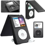 Black Leather Stand Case Cover for Apple iPod Classic 80GB/120GB/160GB 6th 7th