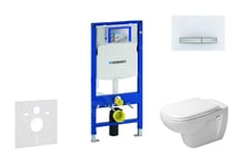 Geberit Duofix Ensemble bâti-support, cuvette de toilette et siège D-Code, Rimless, SoftClose, plaque Sigma50, blanc alpin