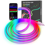 Kangtaixin Neon Ruban LED 2m, RGB Bande LED avec Contrôle APP Contrôle, Flexible Étanche Découpable Synchronisation Musicale Bandeau Lumineuse Led pour Intérieur Déco Maison