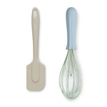 Zeal JSET5C Non-Stick Silicone Whisk & Spatula 2-Piece Set, Cream/Duck Egg Blue