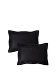 Bianca Satin Geo Jacquard Oxford Pillowcase Pair Black