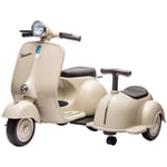 Scooter électrique enfant Vespa 12V beige. 1 place avec porteur