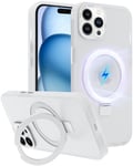 SOOFUN for iPhone 15 Pro Max Case with Stand, Magnetic Case for iPhone 15 Pro Max Case with Ring, Compatible with Magsafe, Shockproof Protective Phone Case Cover for iPhone 15 Pro Max Kickstand, White