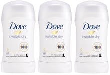 DOVE DEODORANT STICK INVISIBLE DRY WOMEN 40ML - PACK OF 3