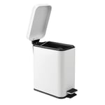 iDesign Bathroom Pedal Bin , Small Waste Bin with Lid, Made of Metal, Practical for Bathroom, Kitchen or Office, White, 14cm x 26cm x 30.5cm