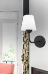 Opviq Lampe murale élégante, corps en métal et capuchon en tissu, hauteur 32 cm, 1 LED 3,15 W, fonctionne sur piles, 4500 K, noir et blanc, design moderne pour la décoration de la maison