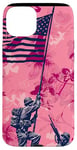 Coque pour iPhone 15 Plus Rose Pop Art Floral Iwo Jima Drapeau Américain Levage