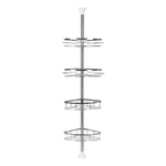 Etagere Douche Telescopique Haloyo Douche Angle Sans Percage Acier Inoxydable,Réglable en Hauteur 110-280cm pour Salle de Bain,argent