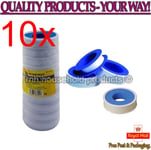 10 PTFE Threaded Sealing PLUMBERS TAPE WATER TIGHT FITTING PIPE Plumbing Seals