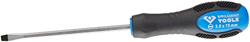 BRILLIANT TOOLS BT034801 Screwdriver Slotted with Impact Cap, 3.0 mm [Powered by KS Tools]