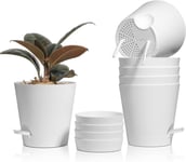 6 Pcs Pots De Fleurs En Plastique Blanc 14 Cm D'auto-Arrosant, Pot De Fleur De Syst¿¿Me D'arrosage Convient Aux Jardins De Balcon Int¿¿Rieurs Et Ext¿¿Rieurs