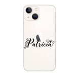 Coque Iphone 14 prenom 7 fleur et coeur noir