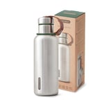 BLACK+BLUM - Water Bottle - Stainless Steel Thermal Insulated Leak Proof Travel Thermo Flask with Wide Spout and Stylish Vegan Leather Carry Loop - Keeps Hot for 12 hrs, Cold for 24 hrs, Olive - 500ml