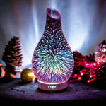 Aroma Lamp Humidifier Scented 3D Oil Diffuser Glass Rose Gold Multi Colour Led