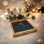 Personalised Bamboo & Slate Cheese Board & Servers Set - Engraved Christmas Gift