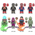 8-pack Marvel Avengers Minifigurer Spiderman Superhjälte Seriefigurer Byggklossar Leksaker för Barn sm566