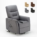 Fauteuil relax électrique inclinable en tissu avec roues et releveur Marie Couleur: Gris foncé