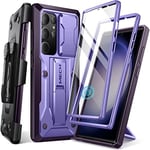 Tongate for Samsung Galaxy S23 Ultra Case, [Bulit-in Slide Camera Cover & Screen Protector] [2 Front Frame] Military Grade Shockproof S23 Ultra Phone Case with Kickstand & Belt-Clip 6.8", Purple