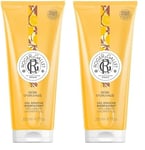 Roger&Gallet - Gel Douche Bienfaisant Bois d'Orange 200ml - Aloe Vera - Base lavante 100% d'origine végétale - Mousse Onctueuse (Lot de 2)