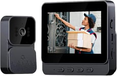 Sonnette sans Fil avec Caméra Interphone Vidéo sans WiFi 1080P Portier Vidéo pour Maison,Visiophone Vidéo sans Fil Écran IPS 4.3"", Sonnette pour Famille Angle de Vision 70°