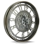 DORBOKER Moving Gears Wall Clock Large Modern Metal Clocks for Living Room Decor, Industrial Steampunk Unique Vintage Rustic Decorative Clock for Home Farmhouse Office,70cm,Gunmetal Arabic