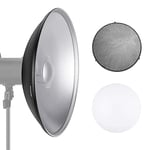 NEEWER 21.6"/55cm Metal Beauty Dish Bowens Mount Reflector with White Diffuser, Honeycomb Grid for Strobe Flash Video Light Compatible with Godox AD600 NEEWER CB60 Q4 Vision 4 S101 Series, NK-NARC22