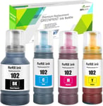 4Pack Compatible 102 Bouteilles d'encre 7500 Pages Noir, 6000 Pages CMY pour Epson 102 ET-2700 ET-2750 ET-3700 ET-3750 ET-4750 ET-2751 ET-2756 ET-2850 ET-2851 ET-2856 ET-3850 ET-4850 ET-4856