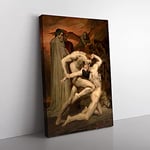 Big Box Art Dante and Virgil by William Adolphe Bouguereau Canvas Wall Art Print Ready to Hang Picture, 76 x 50 cm (30 x 20 Inch), Cream, Blue, Cream