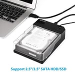 Station daccueil Boîtier externe pour disque dur SATA 2.5 3.5,Docking Station USB 3.0avec Alimentation Câble 12V 2A