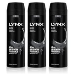 Lynx Mens XL Black 48H Fresh Frozen Pear & Cedarwood Scent Body Spray Deo, 3x200ml Felt - One Size