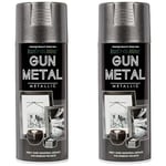 Rust-Oleum 400ml Metallic Spray Paint - Gun Metal (Pack of 2)