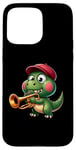 Coque pour iPhone 15 Pro Max normal 924 mignon dinosaure jouant trompette dessin animé design