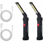 2X Lampe De Travail Baladeuse Led Rechargeable Lampe Atelier Torche Lampe De Poche Lampe De Travail Baladeuse Led Avec Base Magnétique Lampe