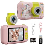 Kids Camera Toys for 3 4 5 6 7 8 9 10 11 12 Year Old Girls/Boys,Kids Digital Camera for Toddler,Christmas Birthday Festival Gifts for Kids,Video Selfie Camera for Kids with 32GB TF Card