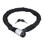 Relaxdays Bicycle Chain Lock, Motorbike Security Lock, Safe, Sturdy, Outdoor, Bike Lock, 100 cm Long, Black