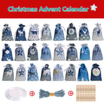 24pcs Christmas DIY Advent Calendar Countdown Numbers Bag Candy Storage Pouch