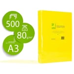 Papier couleur q-connect multifonction a3 80g/m2 unicolore jaune intense ramette 500 feuilles