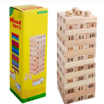 Wood Block Stacking Game 48 Grain Large Colorful Number Toppling Blocks Game For