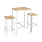 VASAGLE Ensemble Table de Bar avec Tabourets, Table à Manger avec 2 Chaises, Petite Table de Cuisine, Chaises de Bar, pour Salle à Manger, Cuisine, Doré Chêne et Blanc Nuage LBT017W09