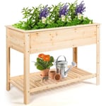 COSTWAY Carré Potager sur Pied Jardinière Surélevé en Bois avec Étagère 92 x 41 x 81cm Hauteur Ergonomique Charge 80KG pour Plantes