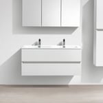 Meuble salle de bain design double vasque SIENA largeur 120 cm blanc laque