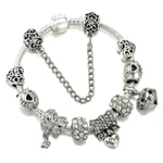 Pandora Plata Style Charm Armband Dam Diy Hänge Armband 8