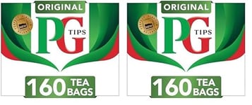 PG Tips Original | Black Tea Bags Bulk | One Cup | Refreshing, Flavourful & Full-Bodied | Perfect Flavour Release | 160 Plant Based Biodegradable Teabags (Pack of 2)