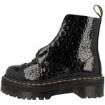 Dr. Martens Men's Amphibians, Black Patent lampshade Leopard Print, 6.5 UK